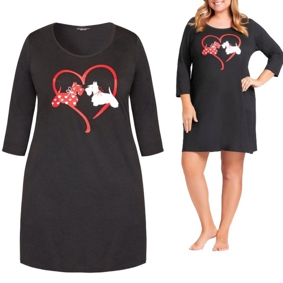 AVENUE BODY 22/24W(2X) Dog Black Sleep Shirt CC05.8 - Picture 1 of 6